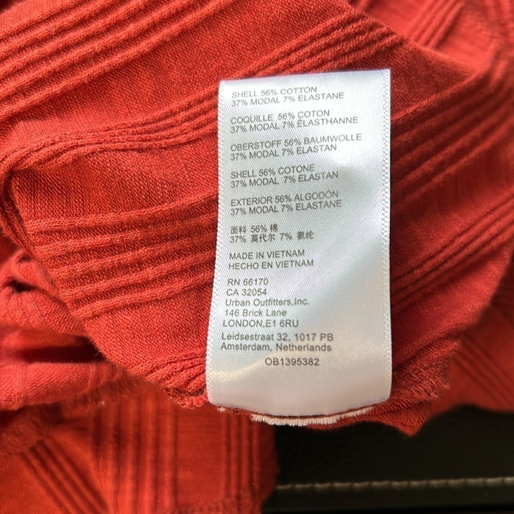Pilcro Anthropologie Rust Red Button Up Ribbed Puff Sleeve Cardigan Top Sz S - Picture 12 of 15